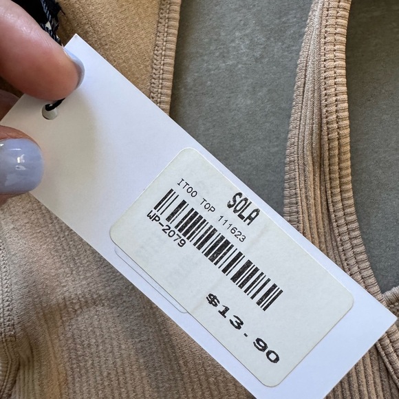 Brand New Ribbed Tank Top - Beige (One Size) - Picture 5 of 7